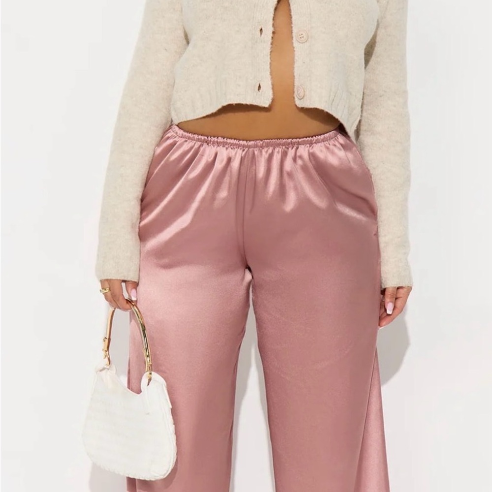 Fashion Nova Rose Satin Wide Leg Pants